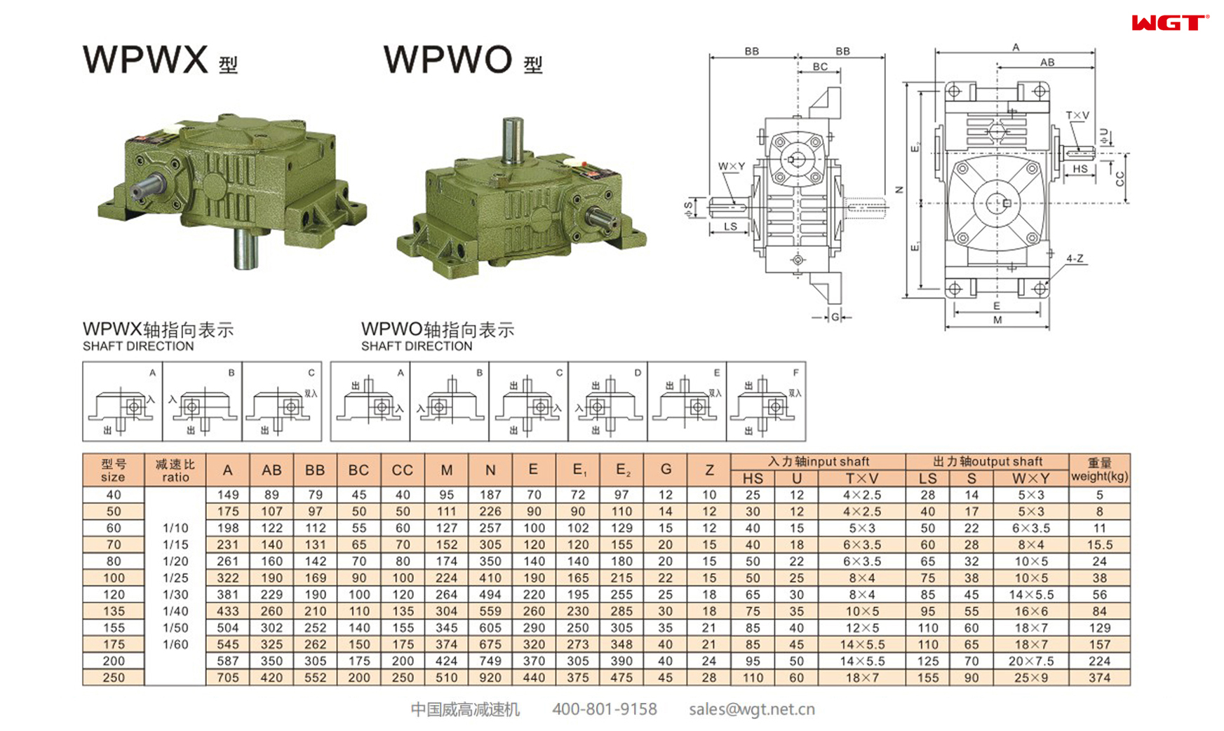 WPWX WPWO175 蜗轮减速机 万向减速机