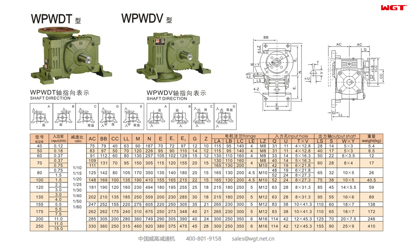 WPWDT WPWDV250 蜗轮蜗杆减速机 万向减速机