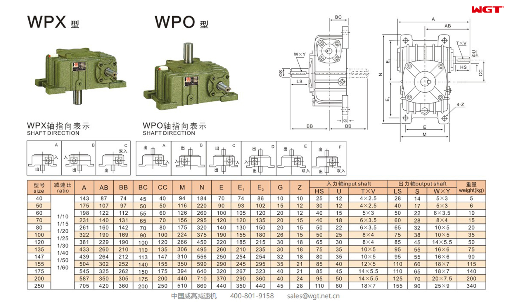 WPO200蜗轮蜗杆减速机单速减速机