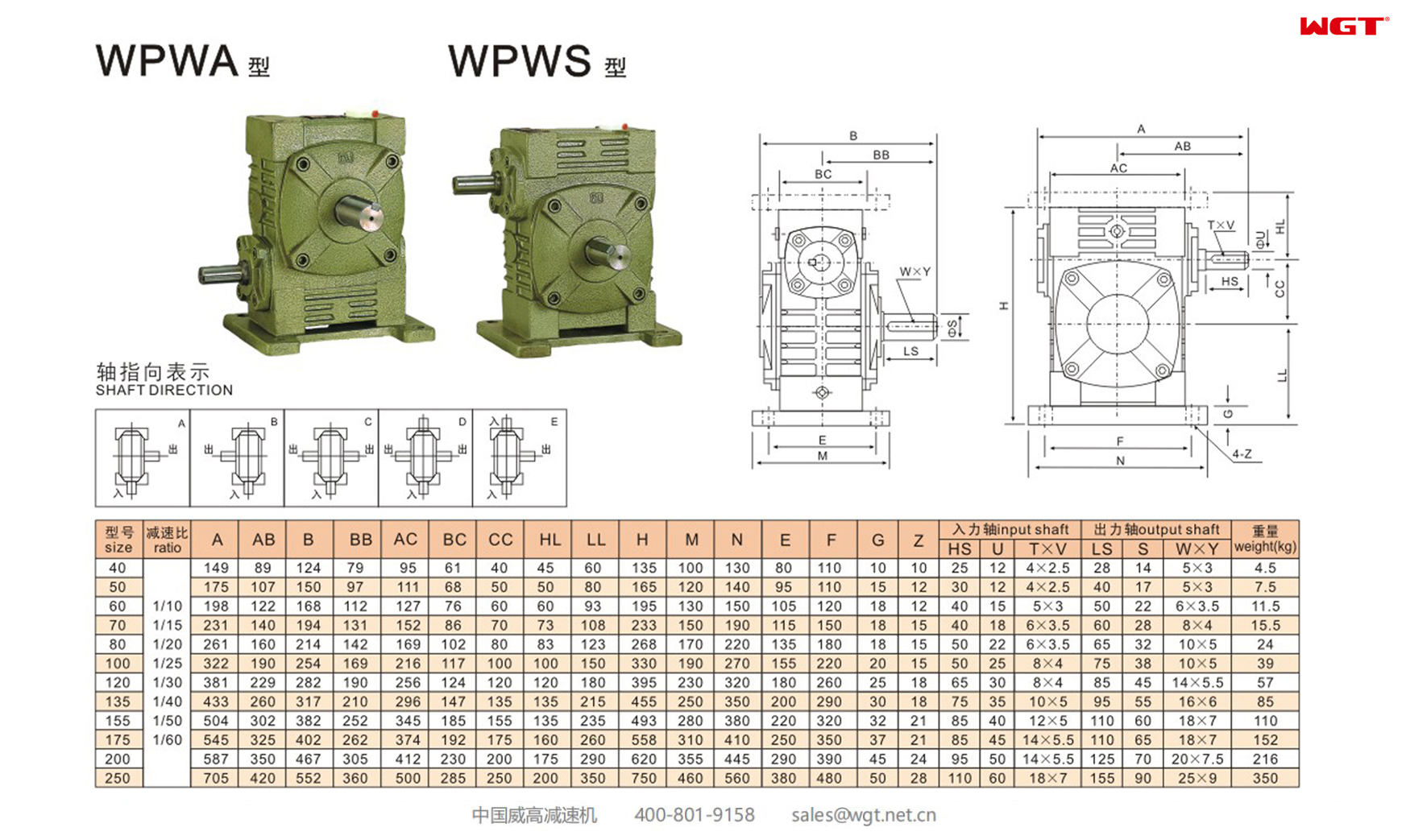 WPWA WPWS80 蜗轮减速机 万向减速机